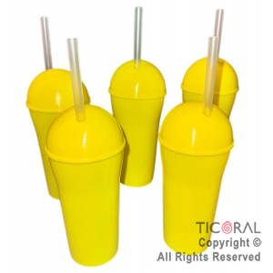 VASO DOMO AMARILLO CON SORBETE 400 ML x 5
